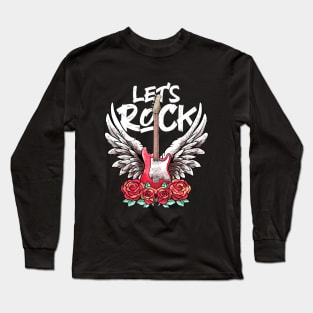 Lets Rock rock&roll Rock On Music Vintage Retro Rock Concert Long Sleeve T-Shirt